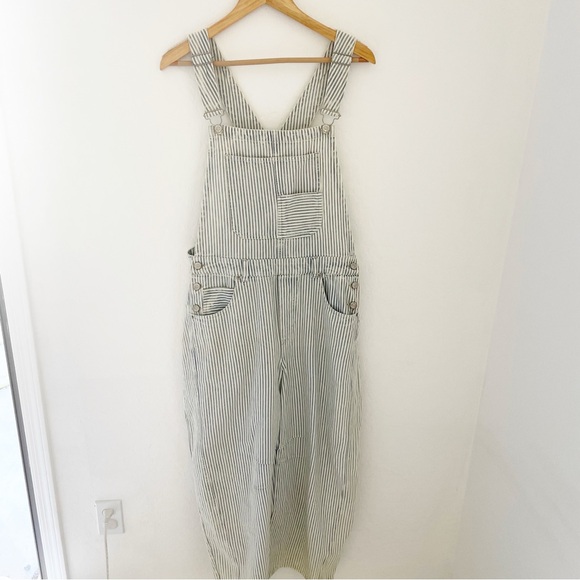 We The Free Good Luck Striped Barrel Overalls in indigo railroad size medium - Picture 3 of 9